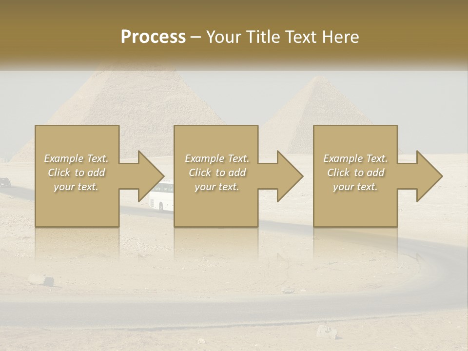 A Bus Driving Down A Road In Front Of Three Pyramids PowerPoint Template