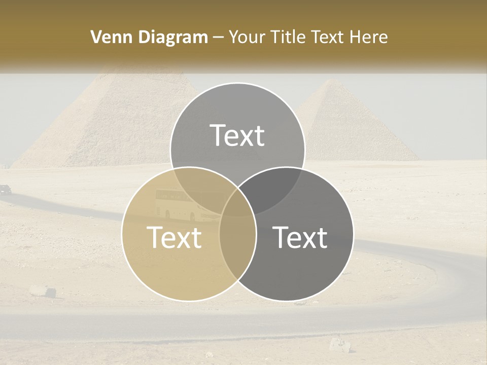A Bus Driving Down A Road In Front Of Three Pyramids PowerPoint Template