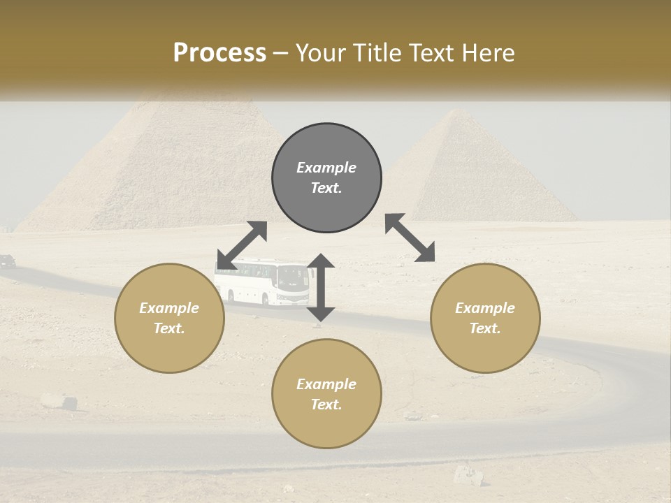 A Bus Driving Down A Road In Front Of Three Pyramids PowerPoint Template