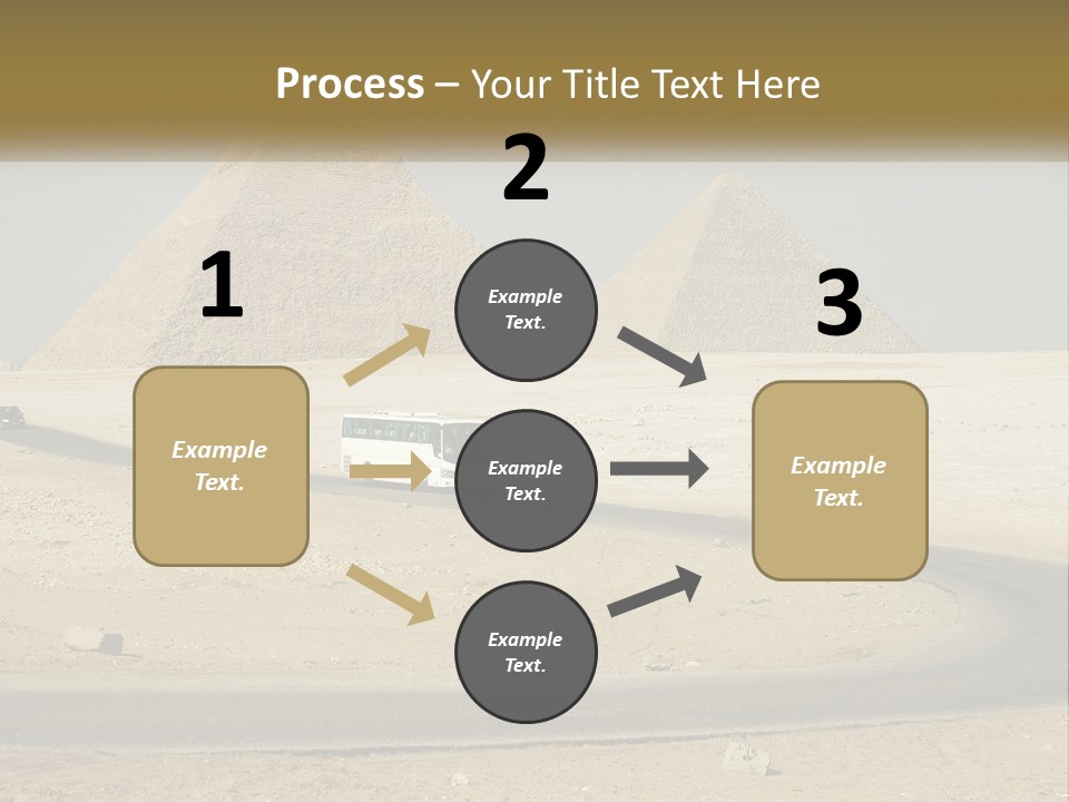 A Bus Driving Down A Road In Front Of Three Pyramids PowerPoint Template