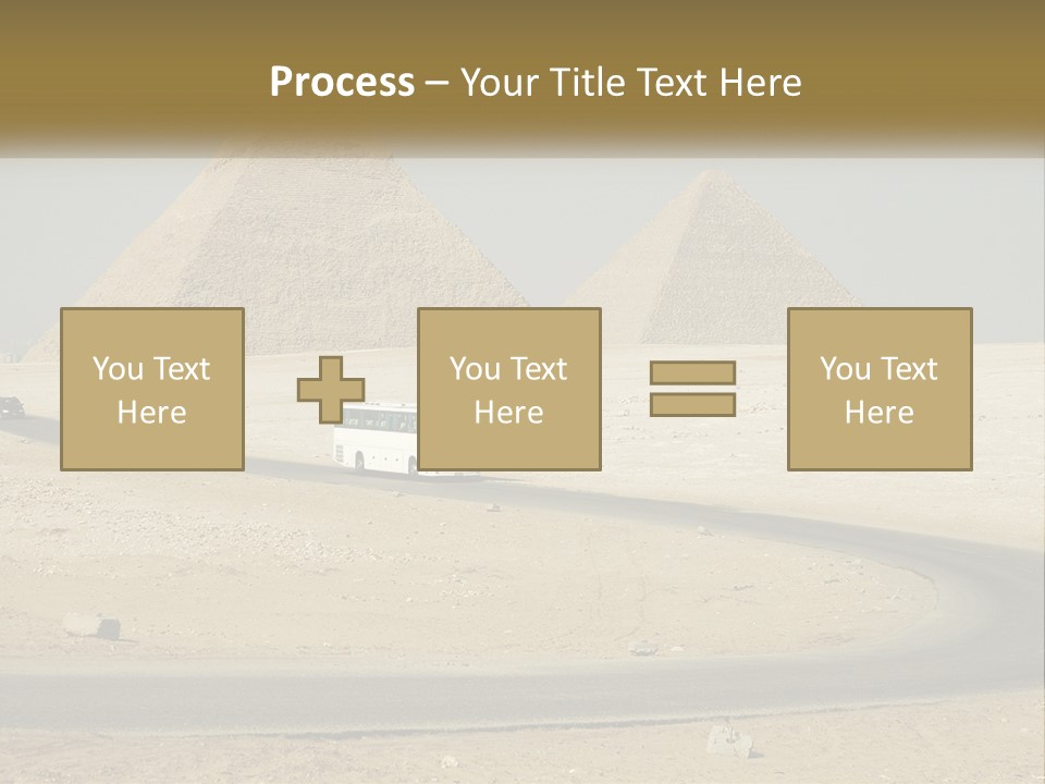 A Bus Driving Down A Road In Front Of Three Pyramids PowerPoint Template
