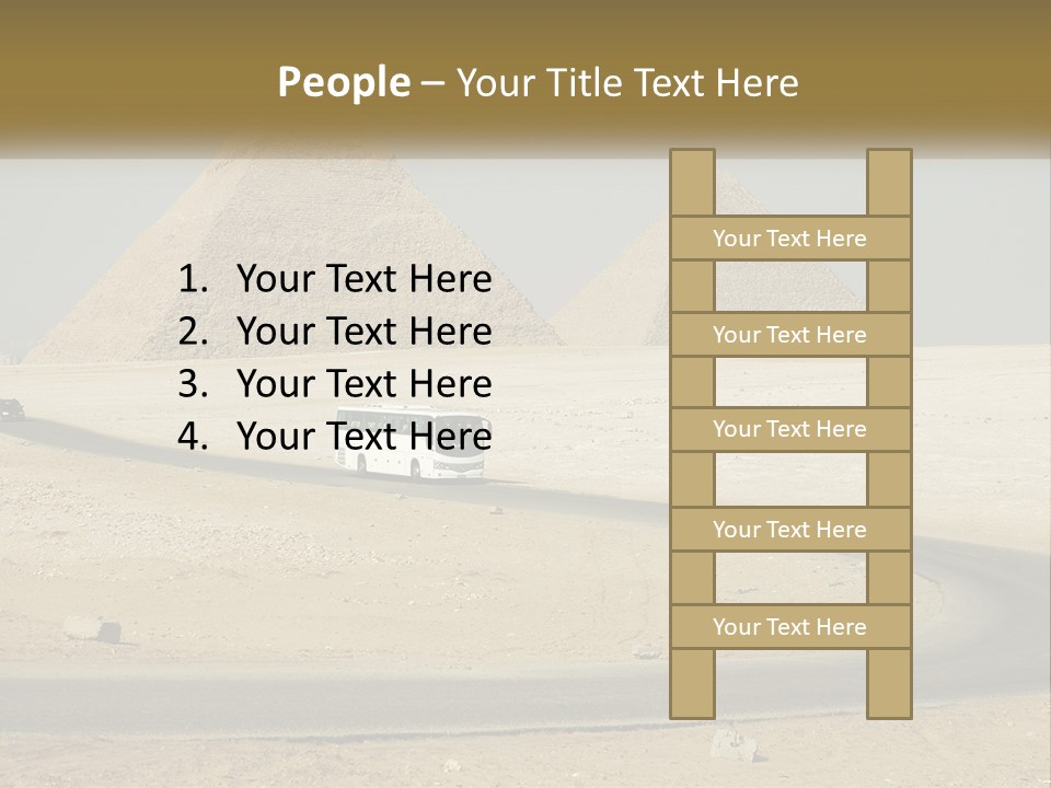 A Bus Driving Down A Road In Front Of Three Pyramids PowerPoint Template