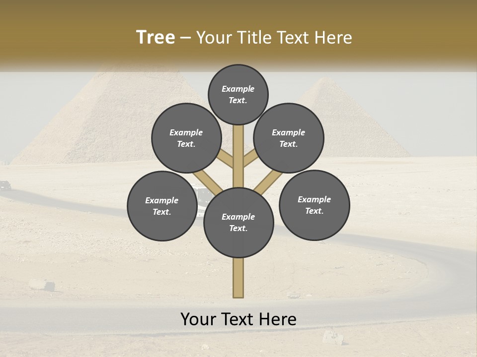 A Bus Driving Down A Road In Front Of Three Pyramids PowerPoint Template
