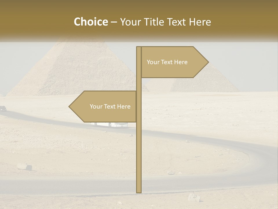 A Bus Driving Down A Road In Front Of Three Pyramids PowerPoint Template