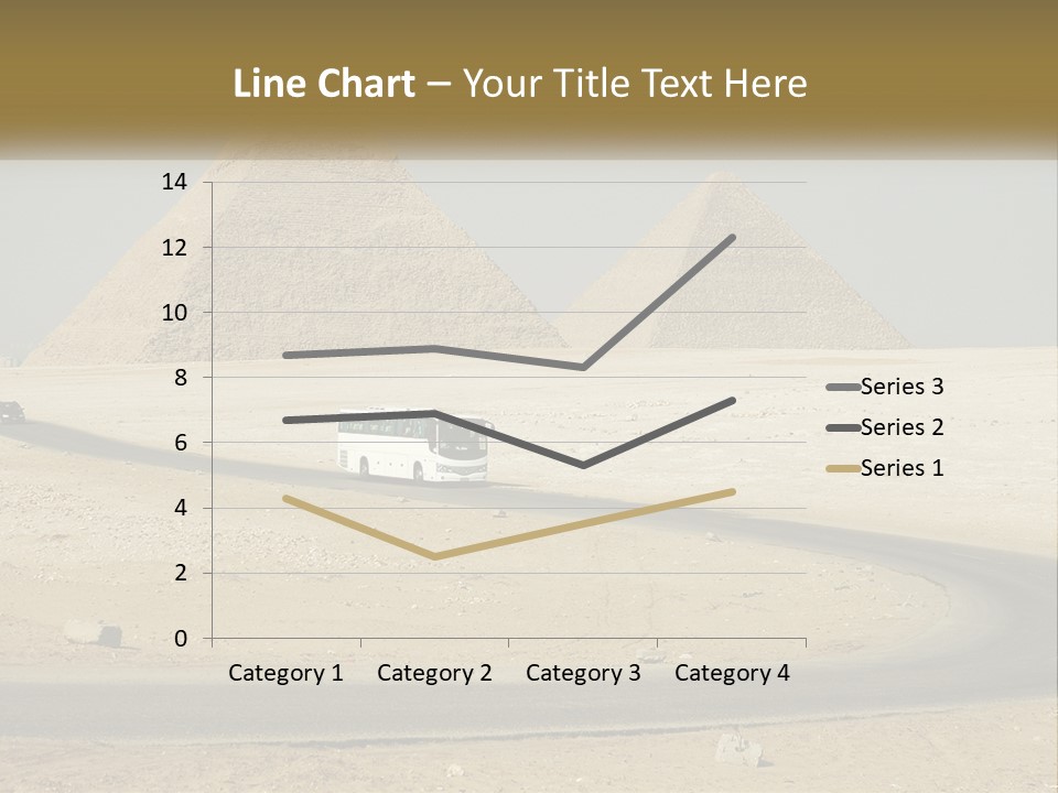 A Bus Driving Down A Road In Front Of Three Pyramids PowerPoint Template