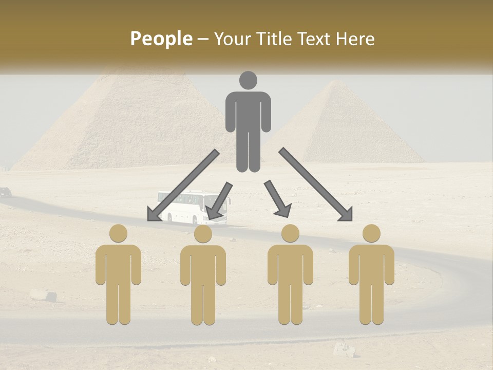 A Bus Driving Down A Road In Front Of Three Pyramids PowerPoint Template