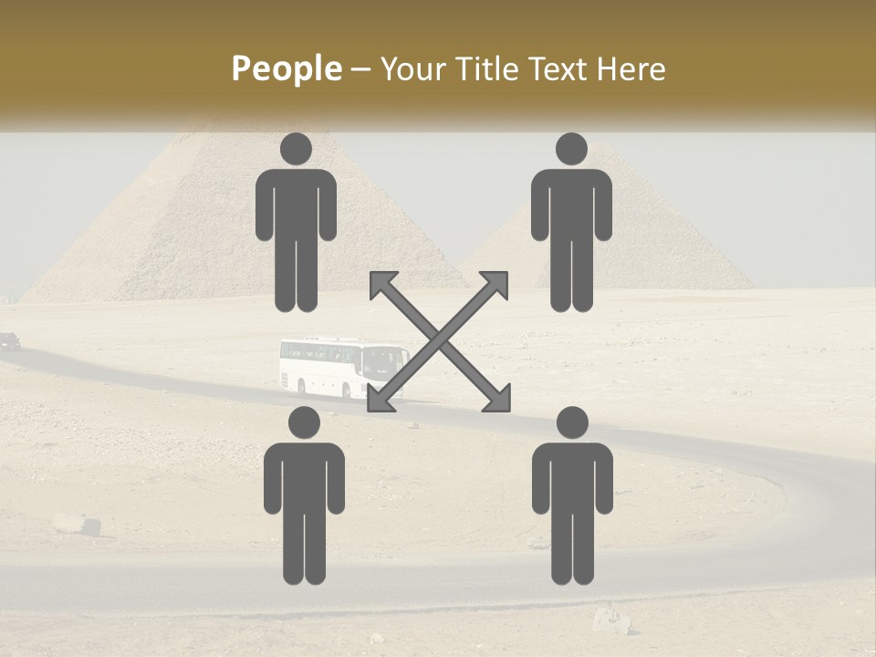 A Bus Driving Down A Road In Front Of Three Pyramids PowerPoint Template