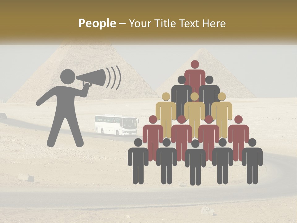 A Bus Driving Down A Road In Front Of Three Pyramids PowerPoint Template