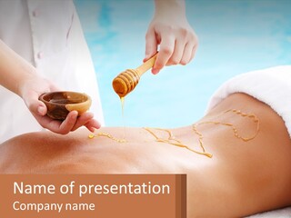 A Woman Getting Honey From A Jar On Her Back PowerPoint Template