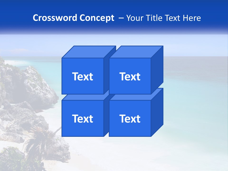 A Beach With A Palm Tree In The Middle Of It PowerPoint Template