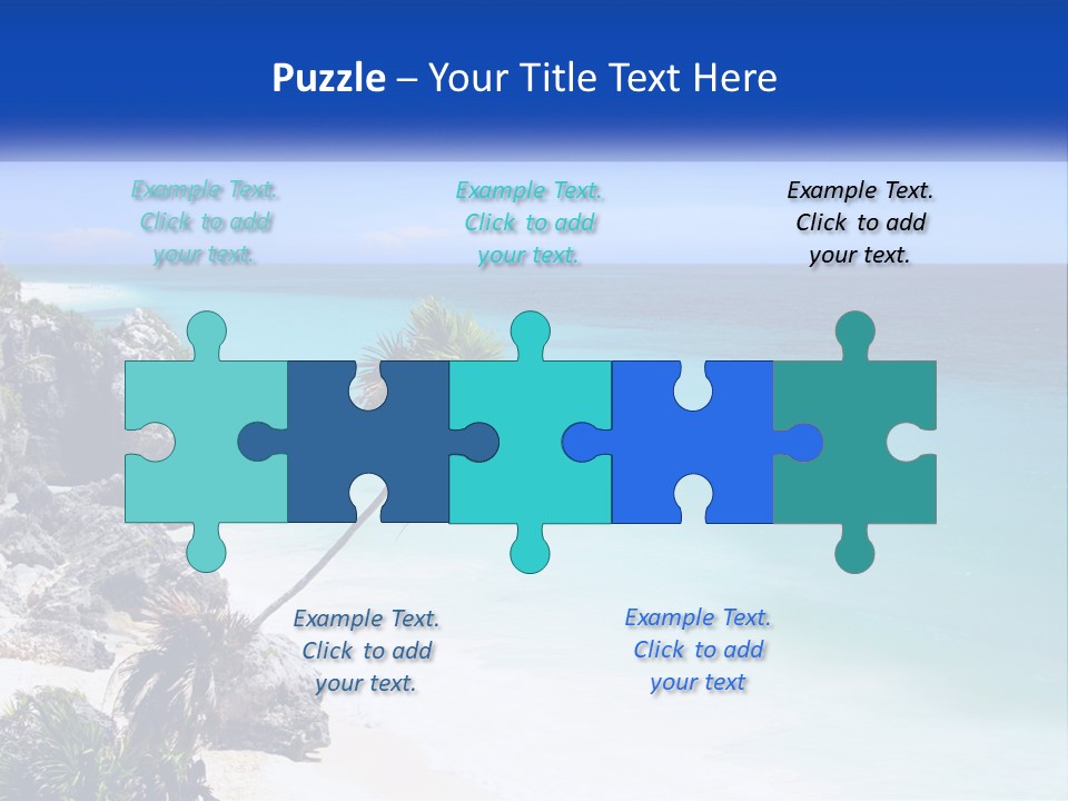 A Beach With A Palm Tree In The Middle Of It PowerPoint Template