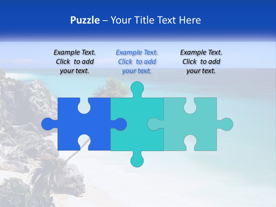 A Beach With A Palm Tree In The Middle Of It PowerPoint Template