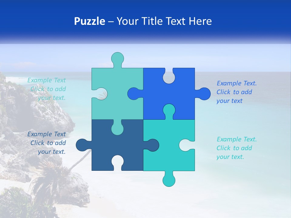 A Beach With A Palm Tree In The Middle Of It PowerPoint Template