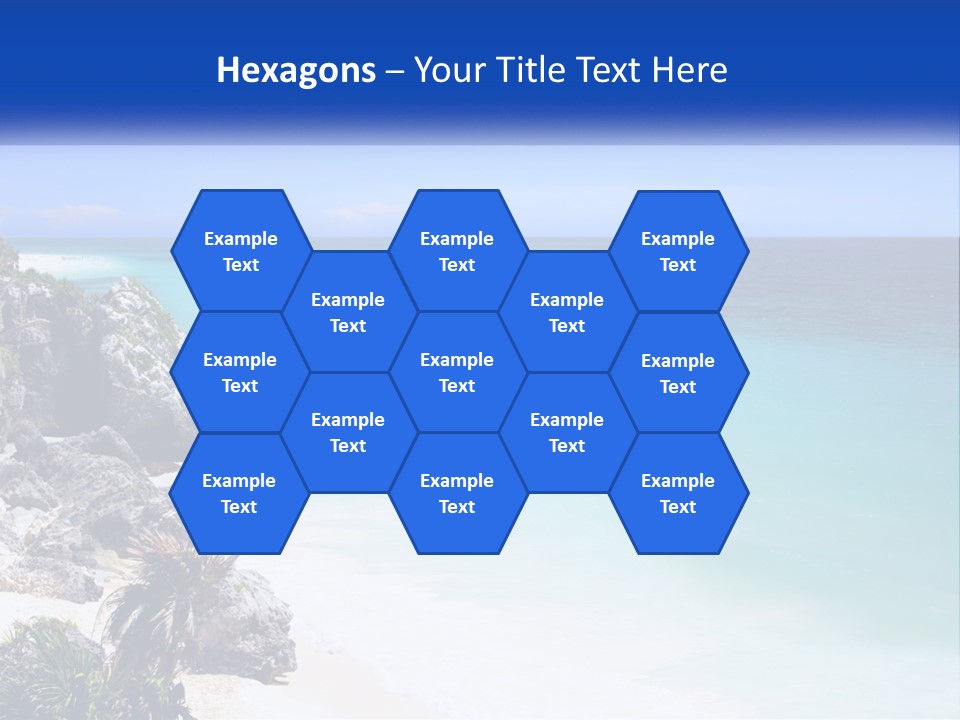 A Beach With A Palm Tree In The Middle Of It PowerPoint Template