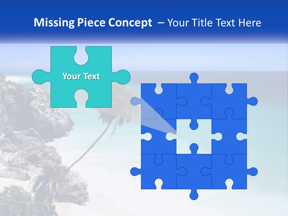 A Beach With A Palm Tree In The Middle Of It PowerPoint Template