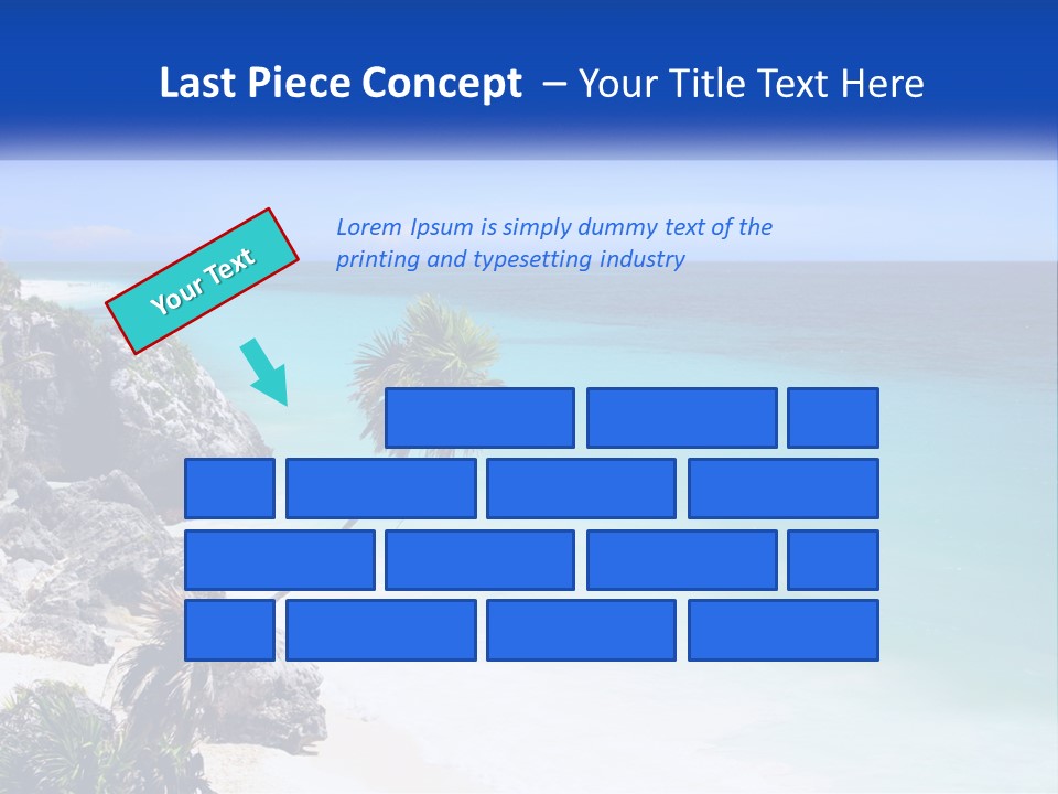 A Beach With A Palm Tree In The Middle Of It PowerPoint Template