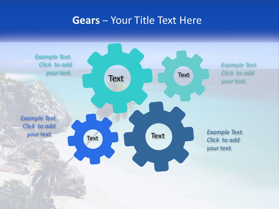 A Beach With A Palm Tree In The Middle Of It PowerPoint Template