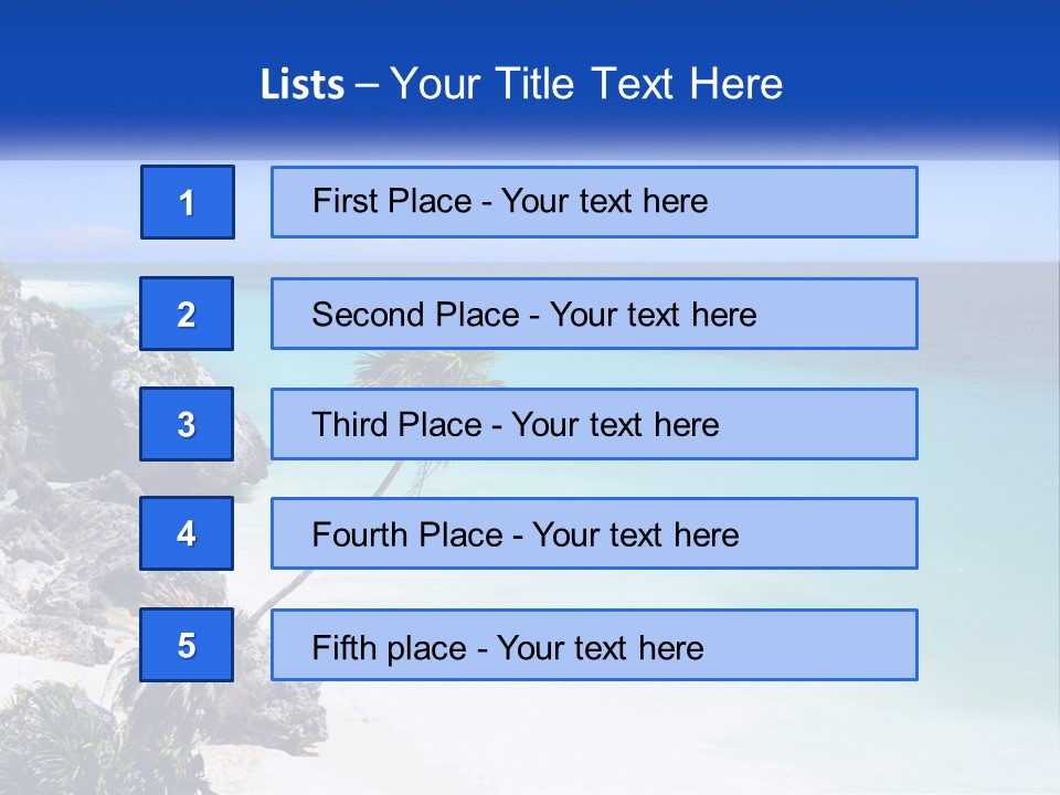 A Beach With A Palm Tree In The Middle Of It PowerPoint Template