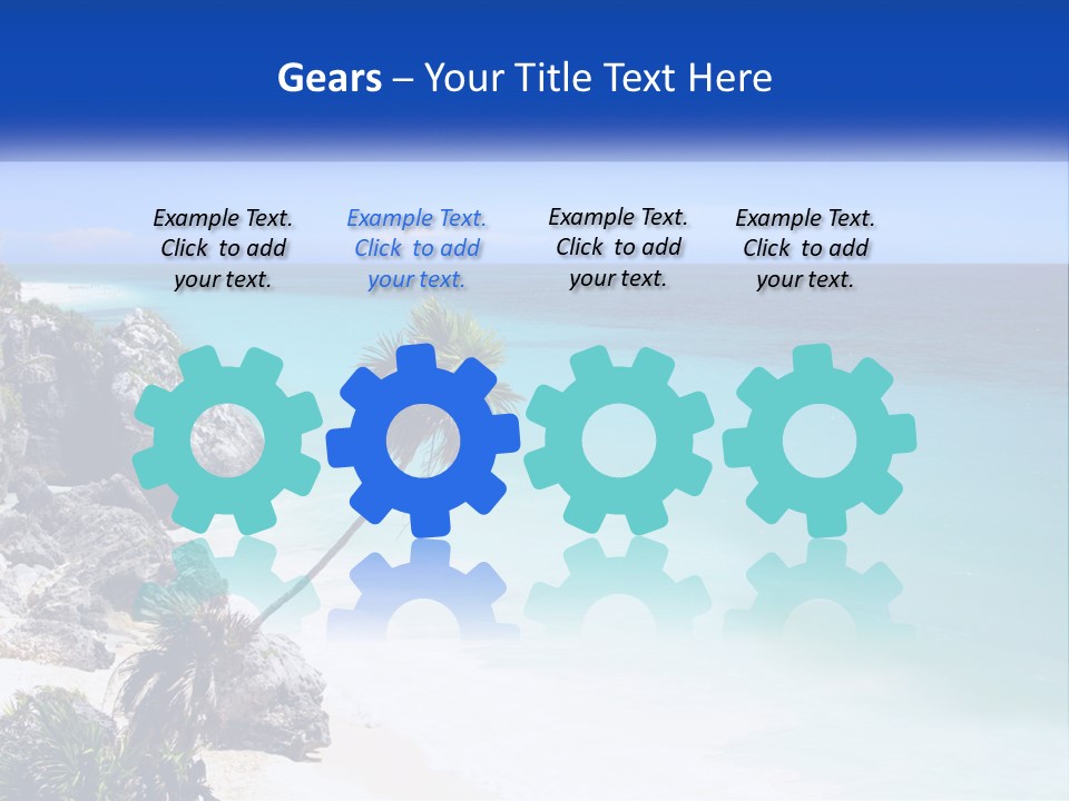 A Beach With A Palm Tree In The Middle Of It PowerPoint Template