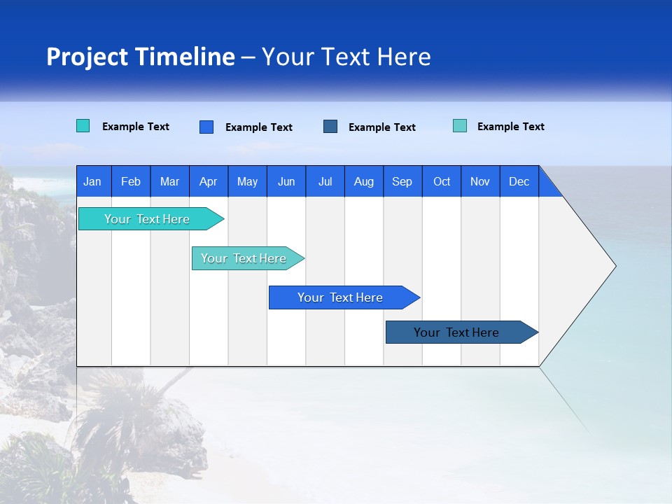 A Beach With A Palm Tree In The Middle Of It PowerPoint Template