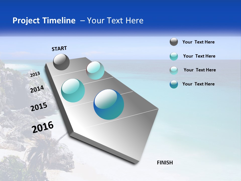 A Beach With A Palm Tree In The Middle Of It PowerPoint Template