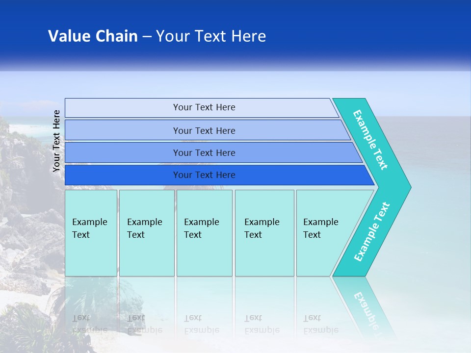 A Beach With A Palm Tree In The Middle Of It PowerPoint Template