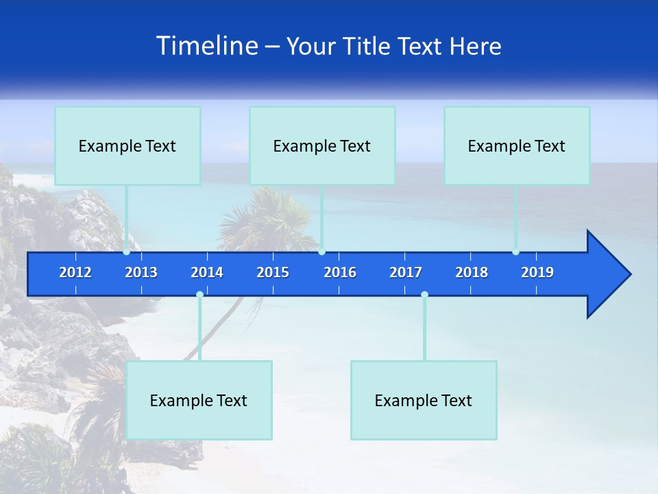 A Beach With A Palm Tree In The Middle Of It PowerPoint Template