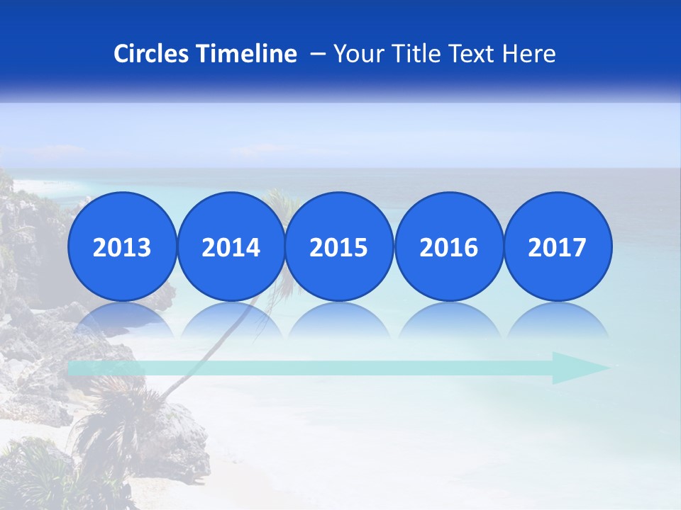 A Beach With A Palm Tree In The Middle Of It PowerPoint Template