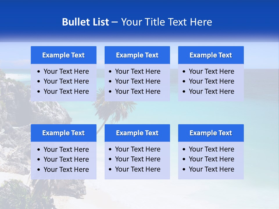 A Beach With A Palm Tree In The Middle Of It PowerPoint Template