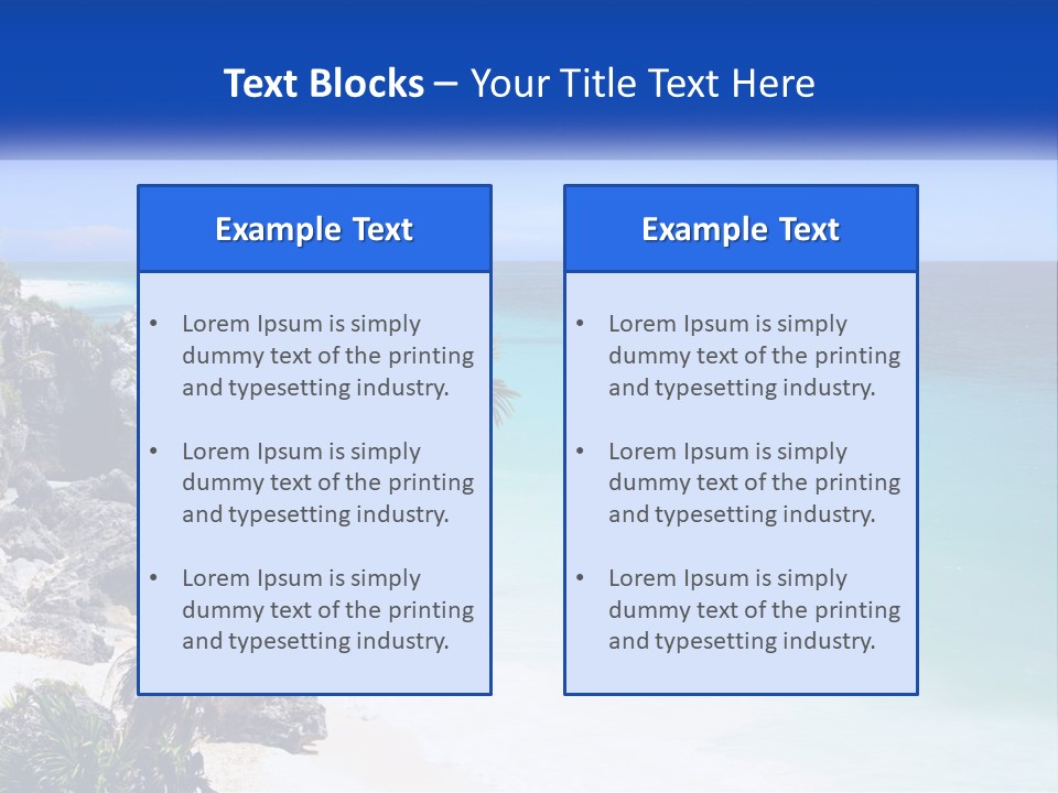 A Beach With A Palm Tree In The Middle Of It PowerPoint Template