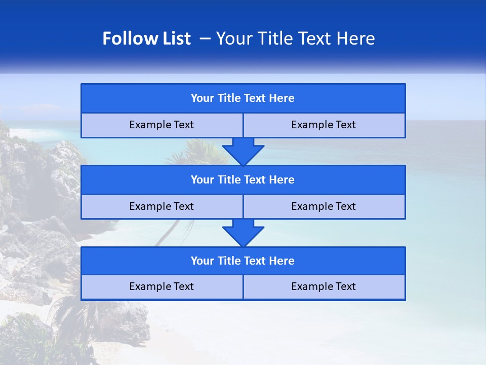 A Beach With A Palm Tree In The Middle Of It PowerPoint Template