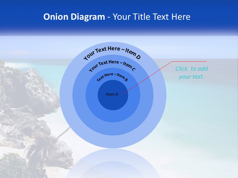 A Beach With A Palm Tree In The Middle Of It PowerPoint Template