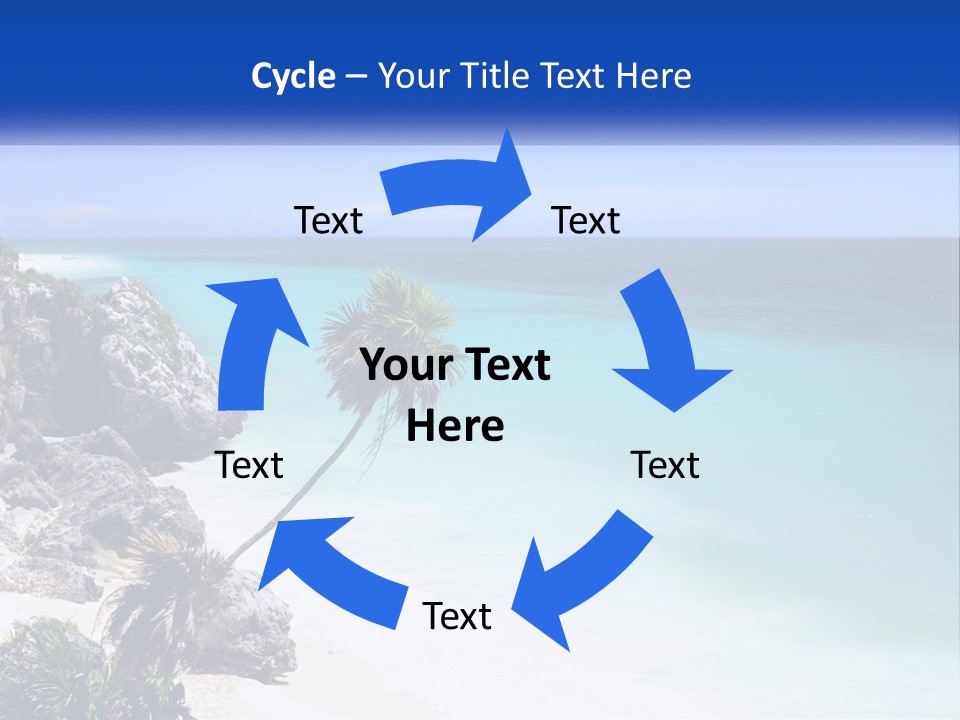 A Beach With A Palm Tree In The Middle Of It PowerPoint Template