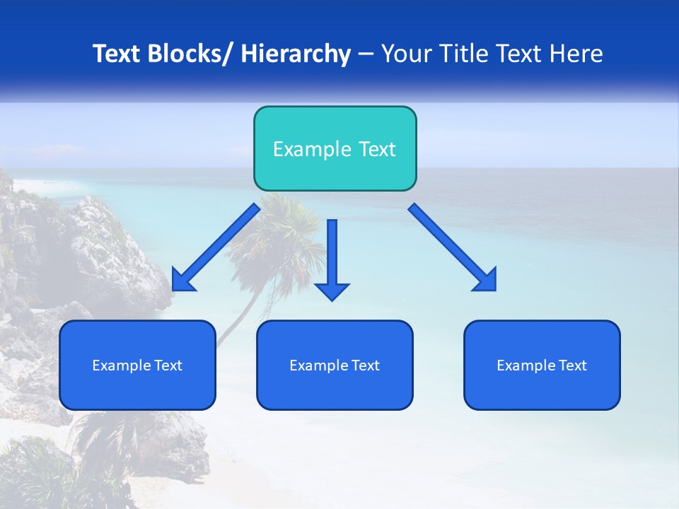 A Beach With A Palm Tree In The Middle Of It PowerPoint Template