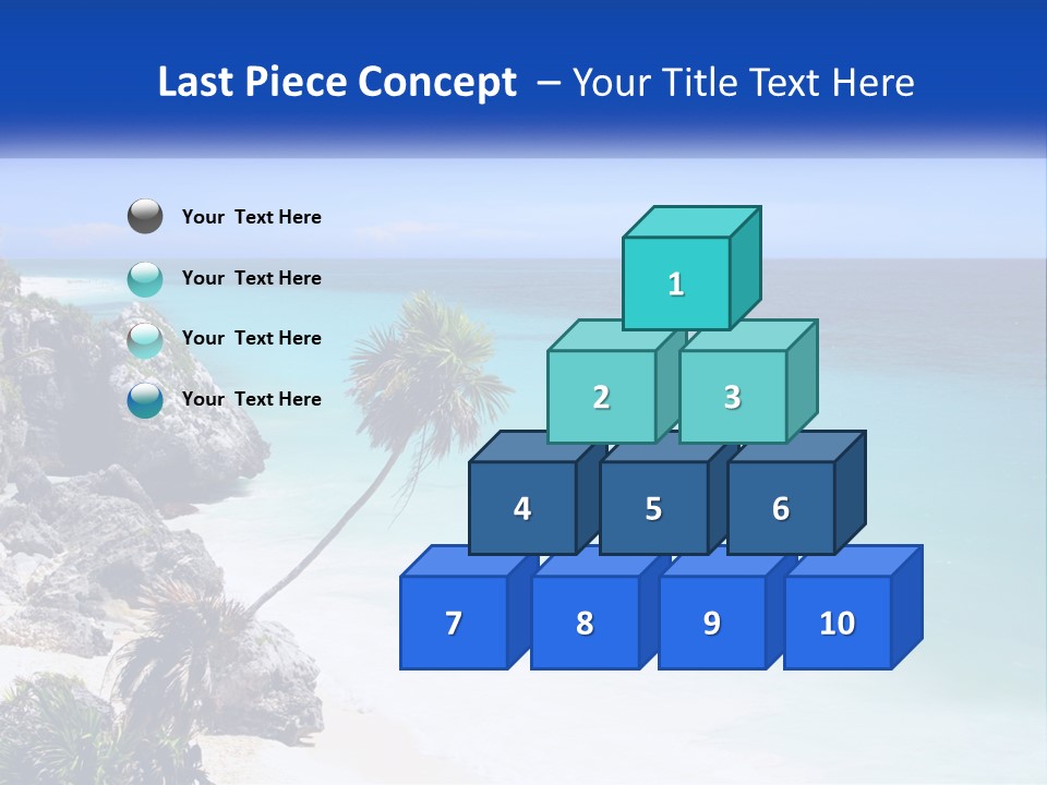 A Beach With A Palm Tree In The Middle Of It PowerPoint Template