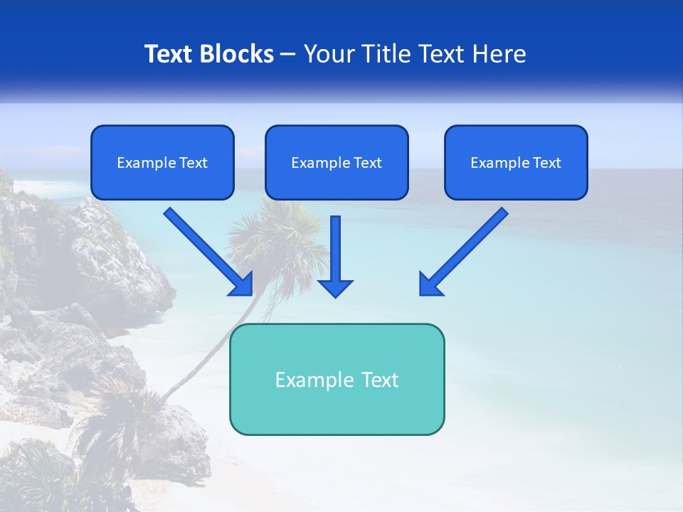 A Beach With A Palm Tree In The Middle Of It PowerPoint Template