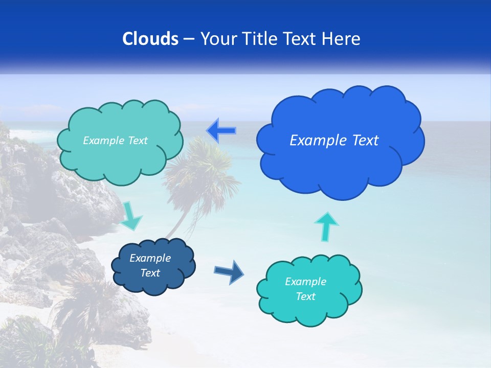 A Beach With A Palm Tree In The Middle Of It PowerPoint Template