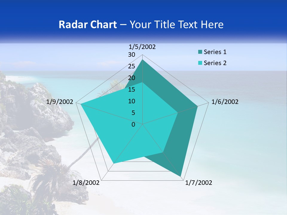 A Beach With A Palm Tree In The Middle Of It PowerPoint Template