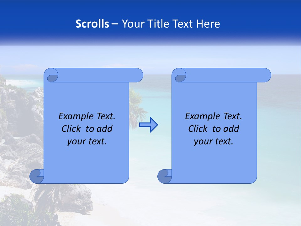 A Beach With A Palm Tree In The Middle Of It PowerPoint Template