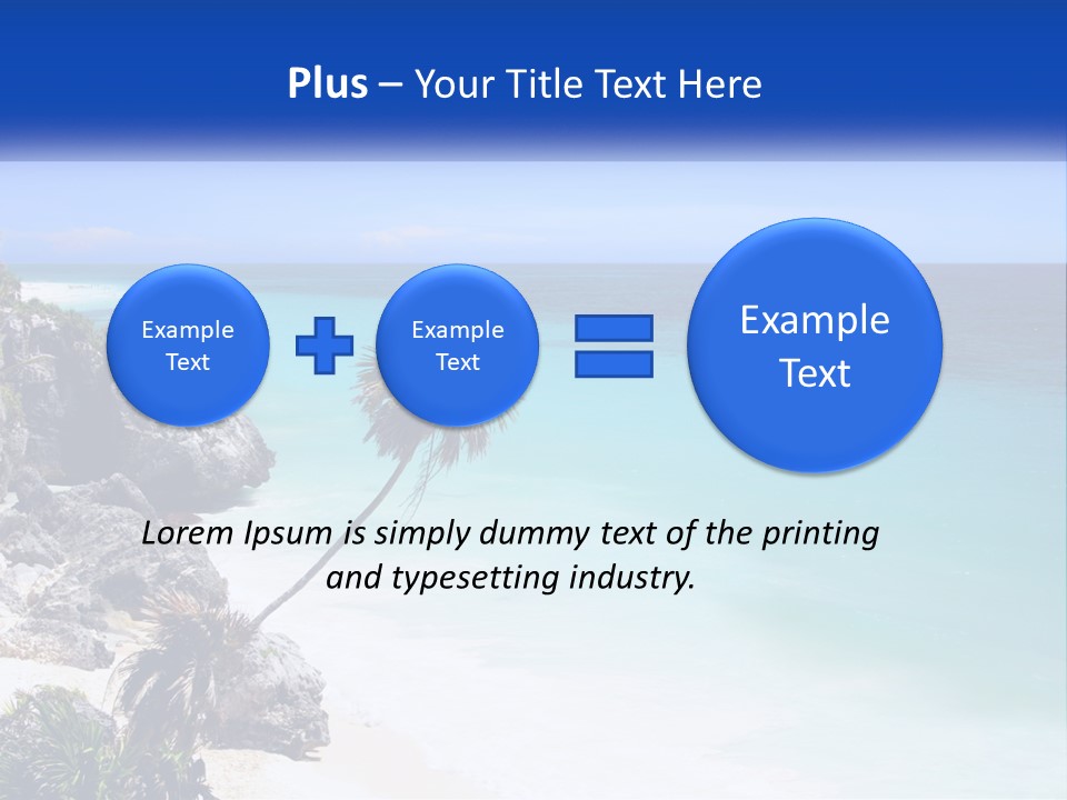 A Beach With A Palm Tree In The Middle Of It PowerPoint Template