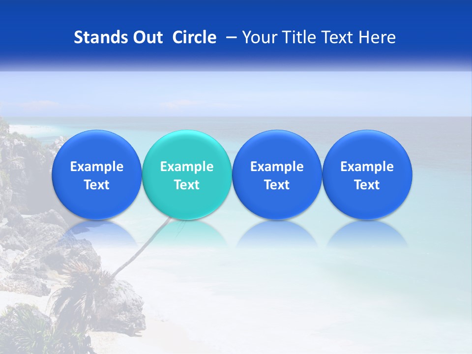 A Beach With A Palm Tree In The Middle Of It PowerPoint Template
