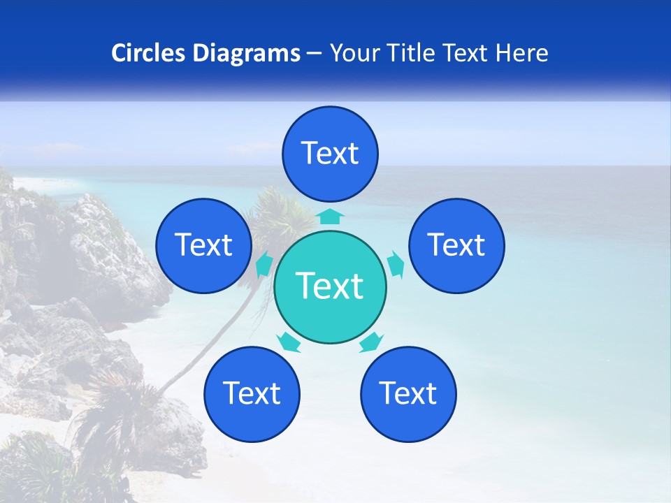 A Beach With A Palm Tree In The Middle Of It PowerPoint Template