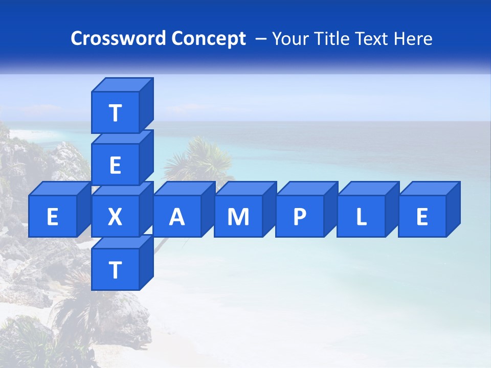 A Beach With A Palm Tree In The Middle Of It PowerPoint Template