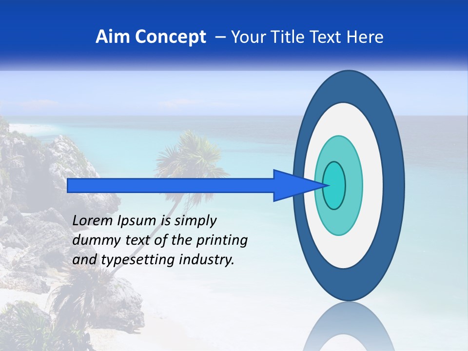 A Beach With A Palm Tree In The Middle Of It PowerPoint Template