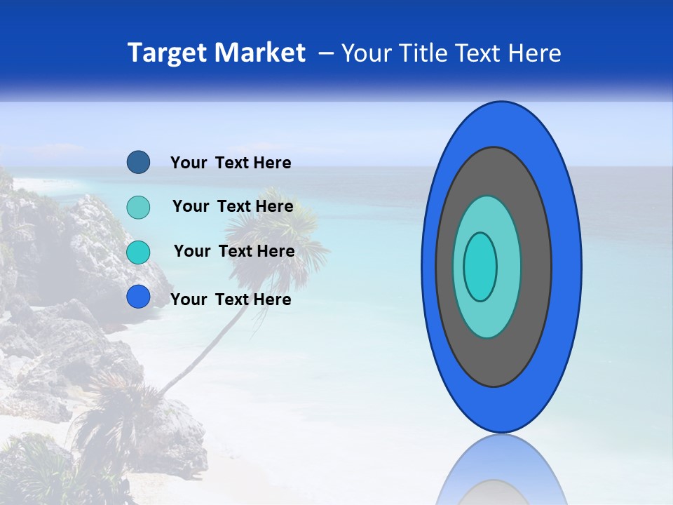 A Beach With A Palm Tree In The Middle Of It PowerPoint Template