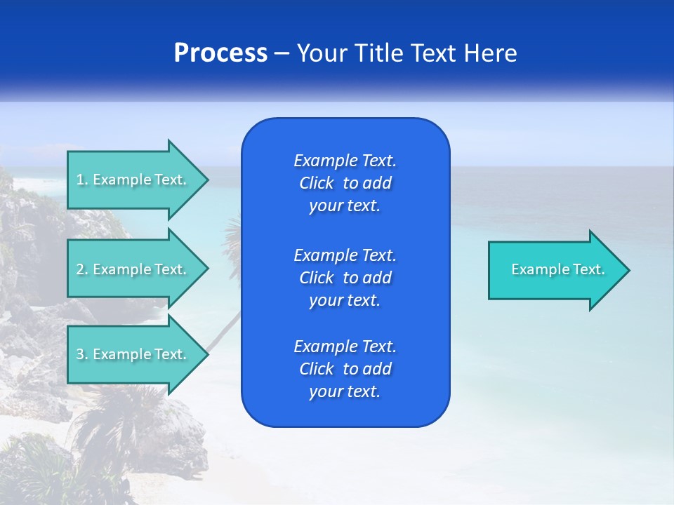 A Beach With A Palm Tree In The Middle Of It PowerPoint Template
