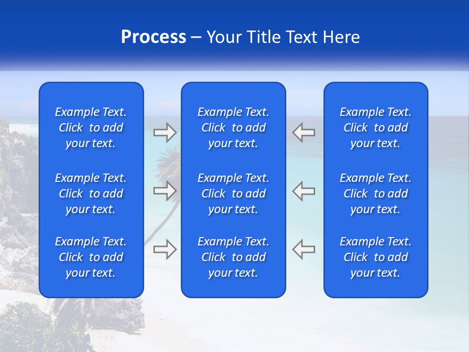A Beach With A Palm Tree In The Middle Of It PowerPoint Template
