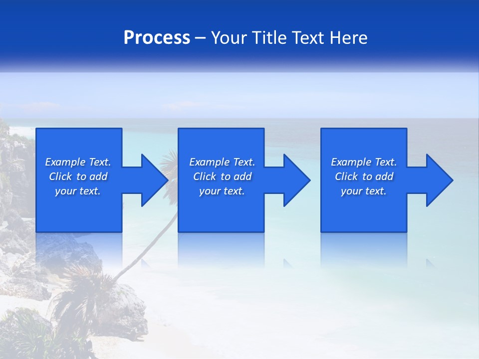 A Beach With A Palm Tree In The Middle Of It PowerPoint Template