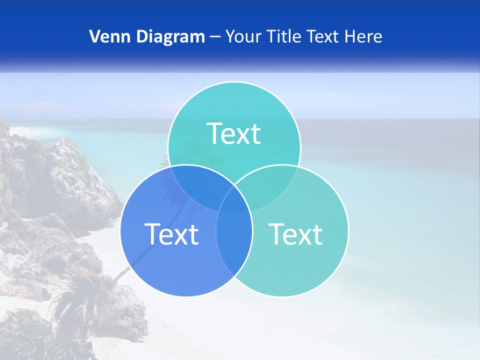 A Beach With A Palm Tree In The Middle Of It PowerPoint Template
