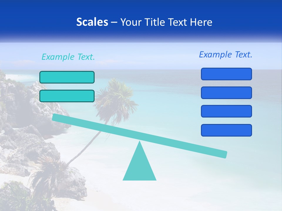 A Beach With A Palm Tree In The Middle Of It PowerPoint Template